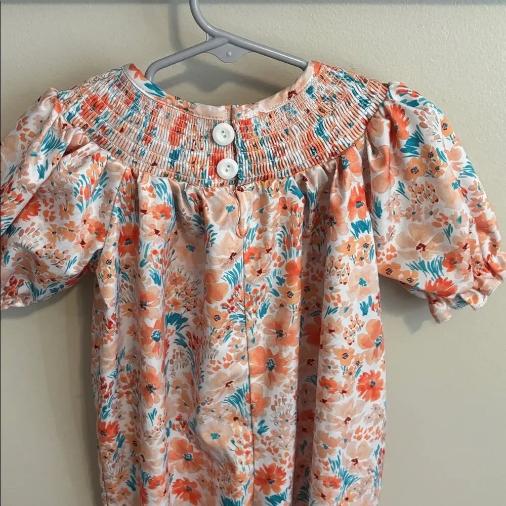 Smocked Floral Baby Romper size 12 months